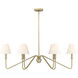 Kennedy 6 Light 41.63 inch Brushed Champagne Bronze Linear Pendant Ceiling Light in Ivory Linen